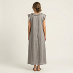 ELEGANT RUFFLE V-NECK MAXI DRESS