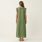 ELEGANT RUFFLE V-NECK MAXI DRESS