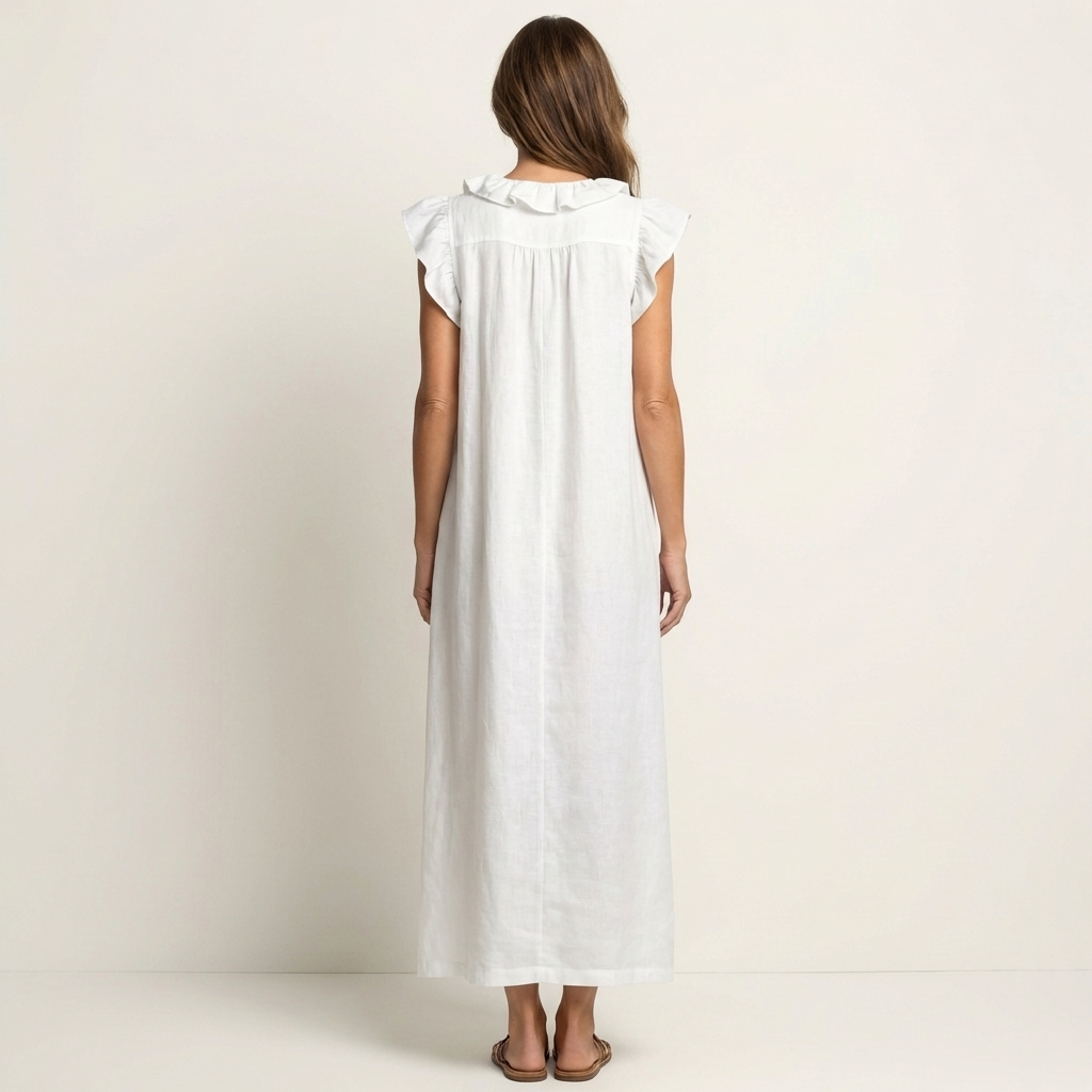 ELEGANT RUFFLE V-NECK MAXI DRESS
