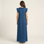 ELEGANT RUFFLE V-NECK MAXI DRESS